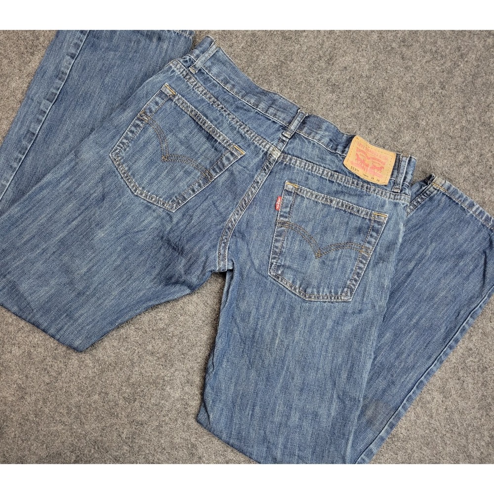 Levis 513 Jeans Womens 16R Blue Denim Grunge Comfort Slim Straight Leg Red Tab